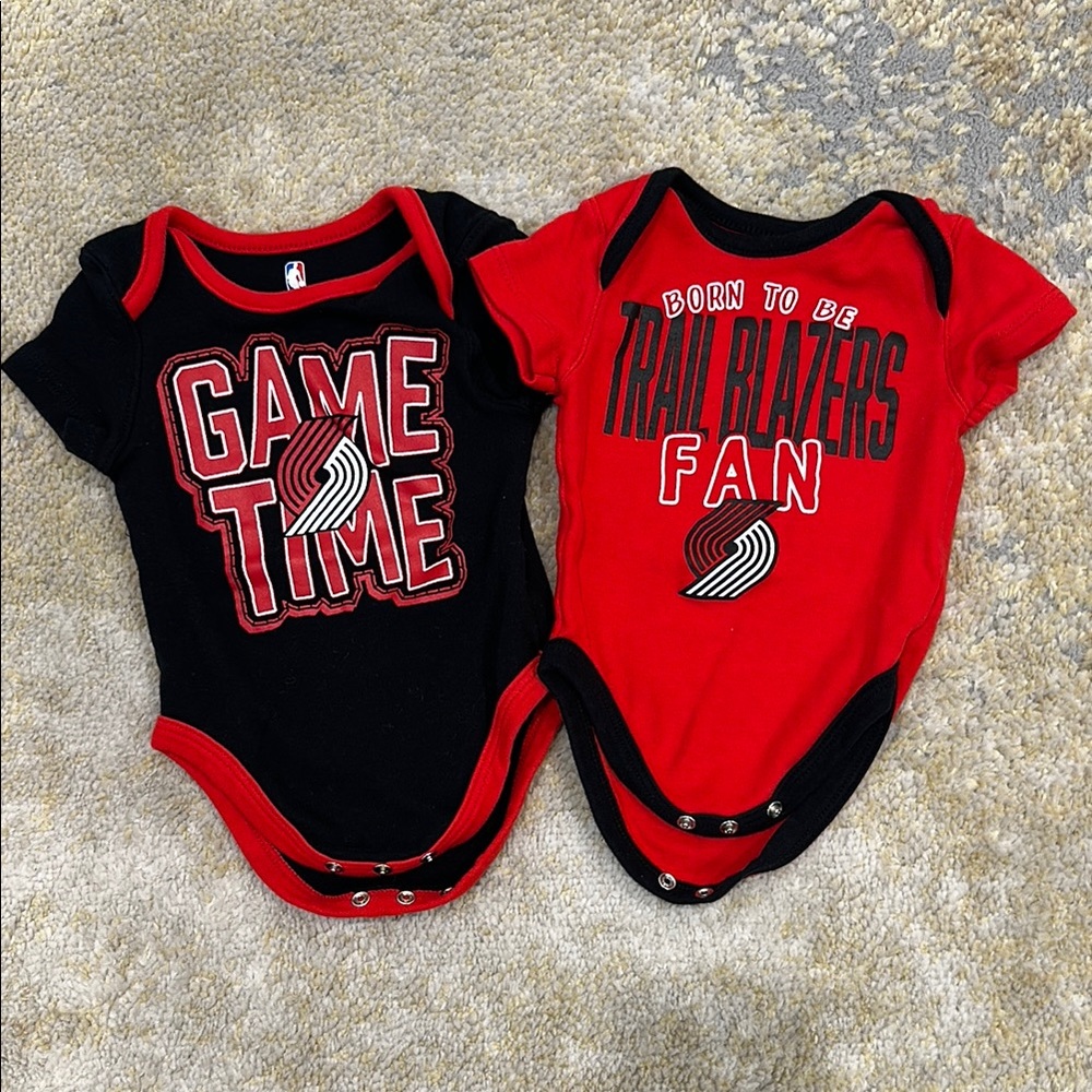 3/$15 Portland Trailblazers Official NBA Set of Two Baby Onesies (size 0-3 mo)